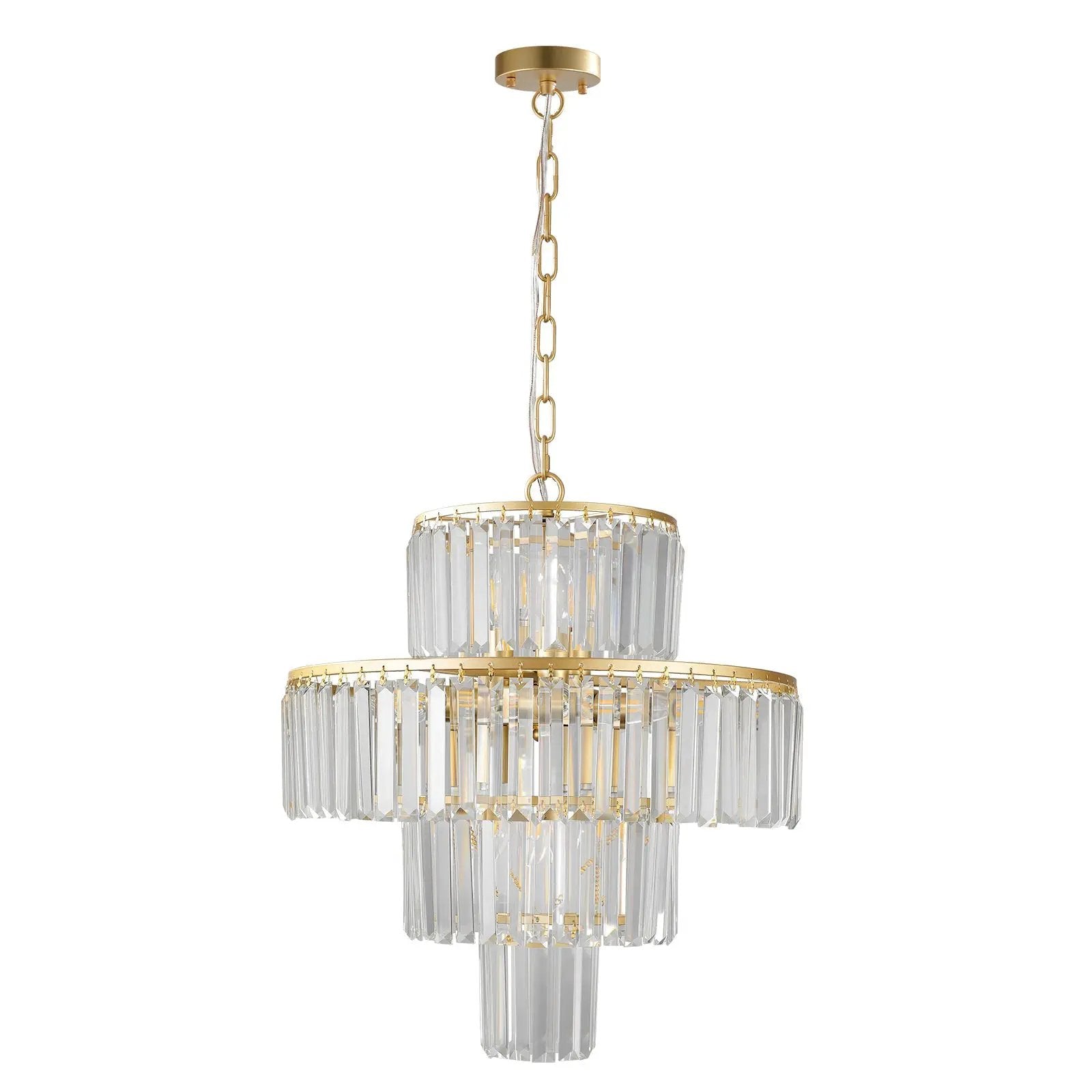(Same as W1340126461/L5023) 20' Luxury 4-Tier Crystal Chandelier, 12-Light Gold Frame Pendant Light, Elegant Ceiling Lighting for Living Room, Dining Room, Bedroom (No Bulbs) by HouseOfZazla