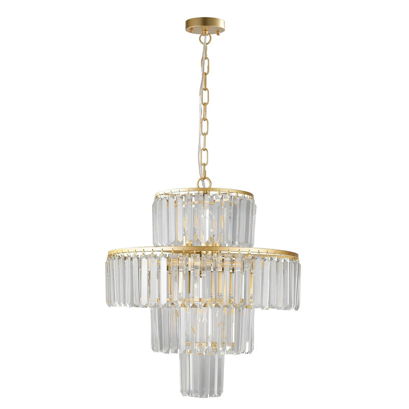 (Same as W1340126461/L5023) 20' Luxury 4-Tier Crystal Chandelier, 12-Light Gold Frame Pendant Light, Elegant Ceiling Lighting for Living Room, Dining Room, Bedroom (No Bulbs) by HouseOfZazla