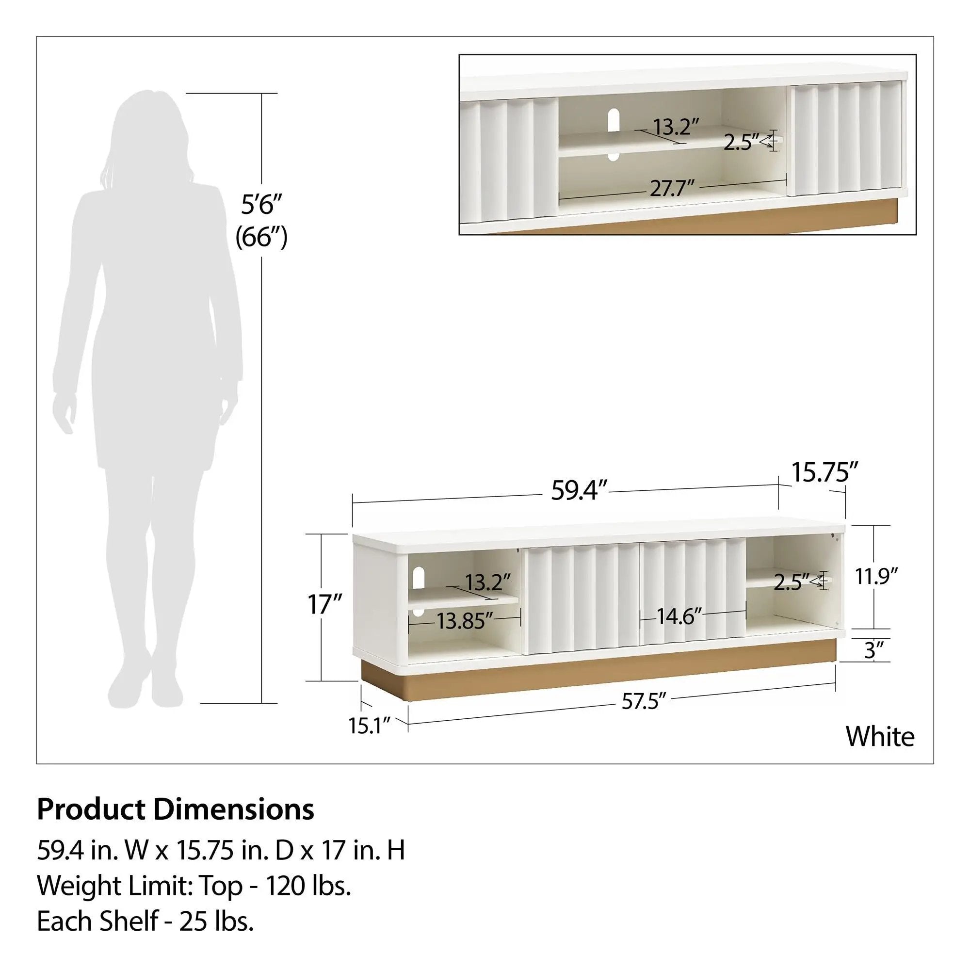 Rene - Scalloped TV Stand For TVs Up To 65" - White by Unique Piece Furniture