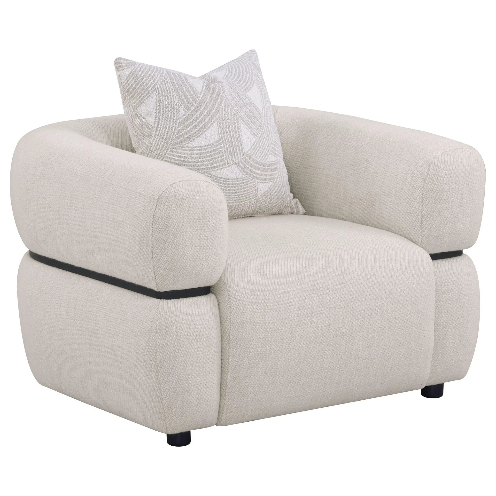 Jeanette 3-piece Fabric Upholstered Round Arm Sofa Set Beige by Unique Piece Furniture
