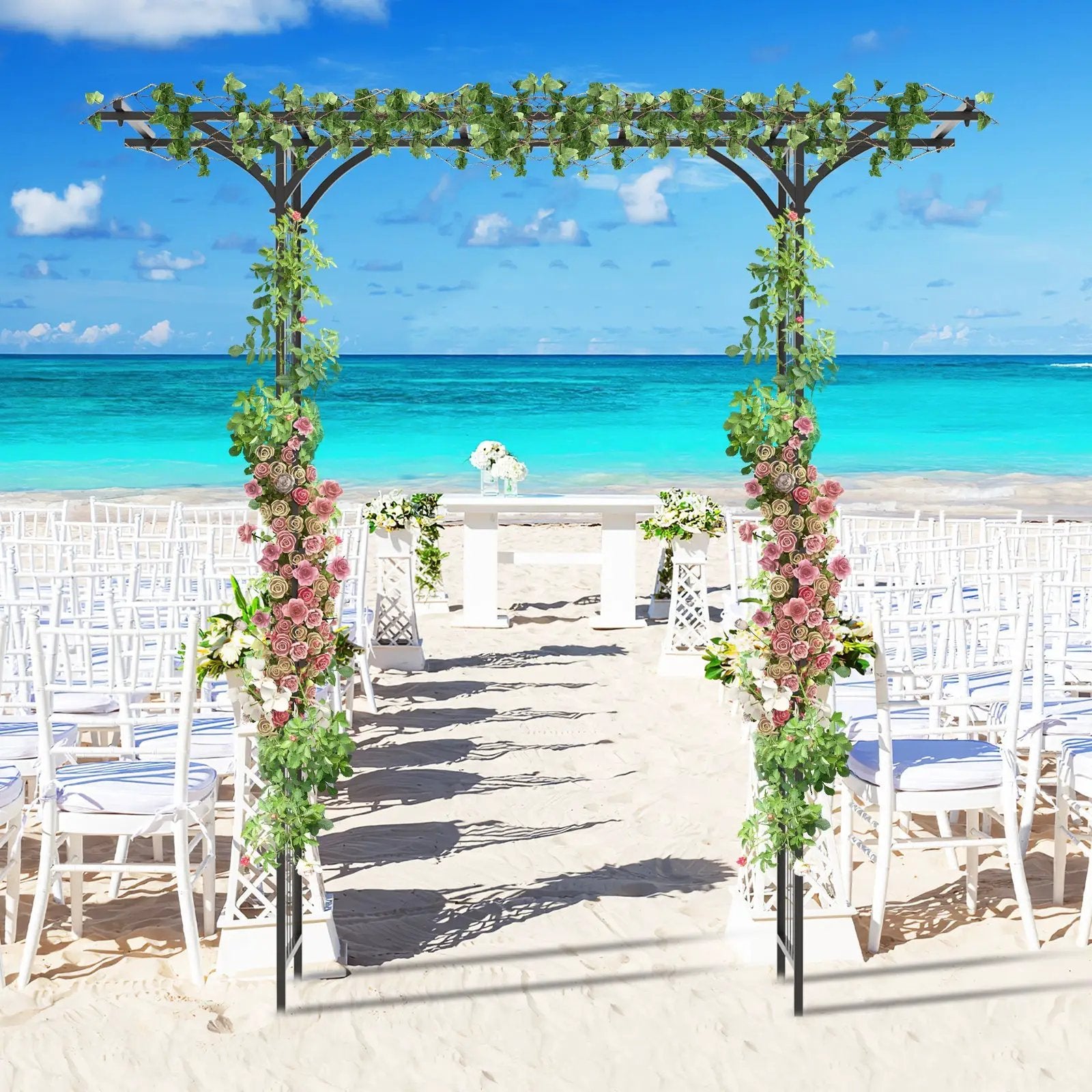 6.8 Feet Garden Arbor with Trellises for Climbing Plant Vine Rose by DirectDeals