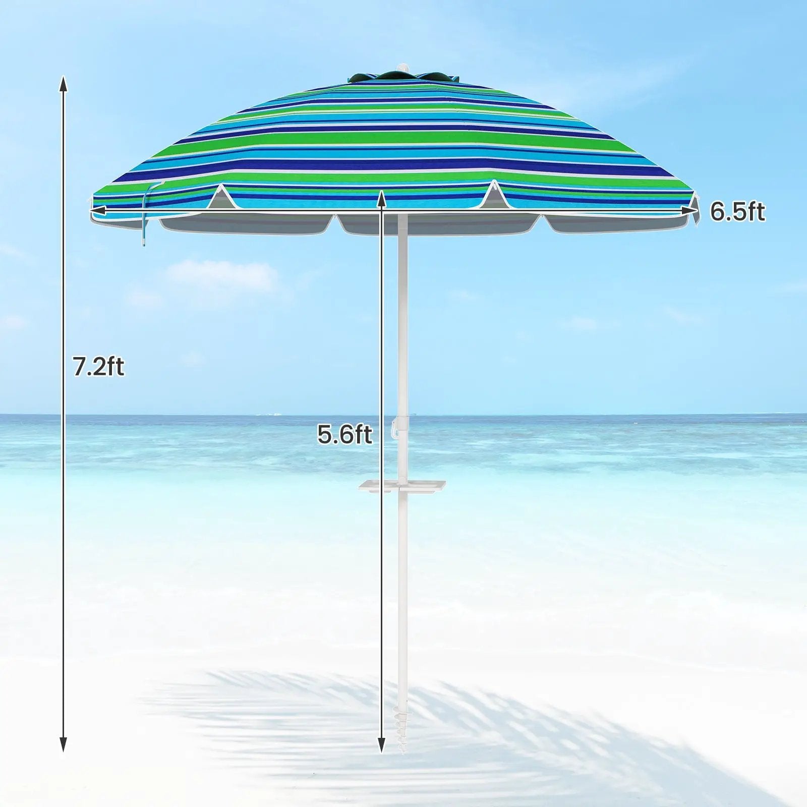 7.2 Feet Portable Outdoor Beach Umbrella with Sand Anchor and Tilt Mechanism by DirectDeals