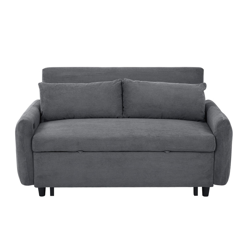 Pull-Out 2 Seat Modern Sleeper Sofa With 2 Throw Pillows And USB Ports by HouseOfZazla