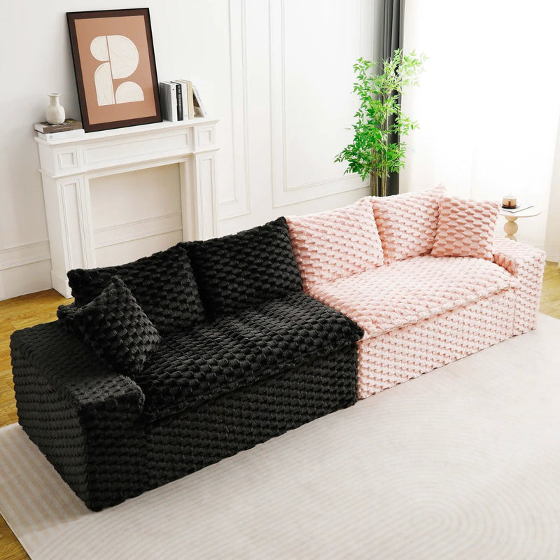Multifunctional Sofa Pink Black, Fits 4 People by HouseOfZazla