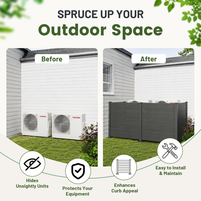 50" W x 49" H Outdoor Privacy Screen with Aluminum Posts, 4 Panels, Dark by HouseOfZazla