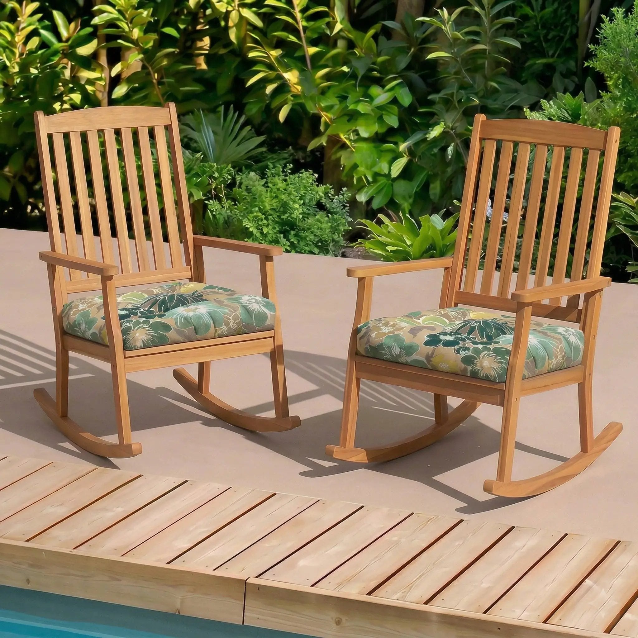 Outdoor Chair Cushions Set of 2, 19 x 19 x 4 Inch Tufted Seat Cushions by HouseOfZazla