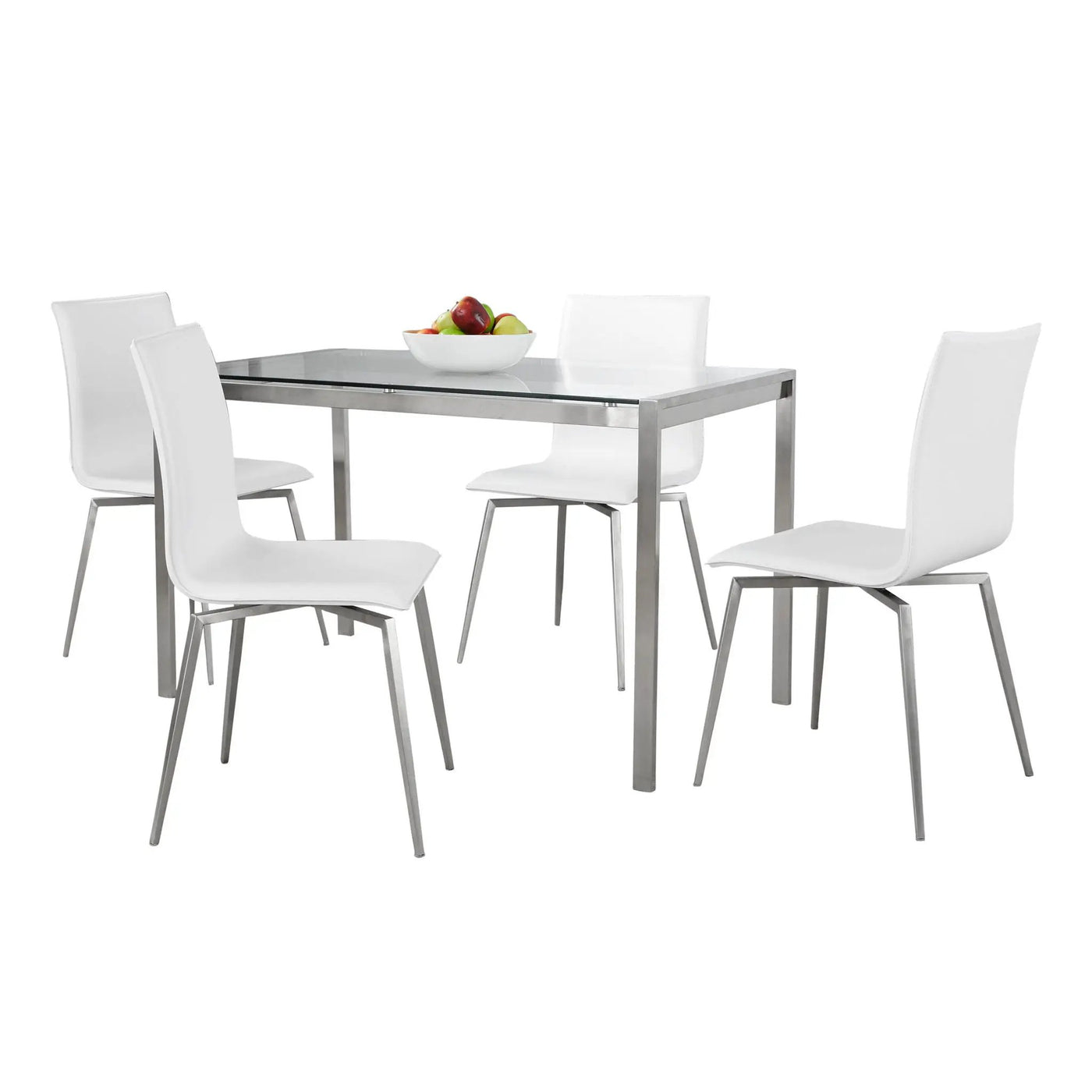 Fuji Mason - Upholstered Swivel Contemporary Dining Set Dining Set, Glass, 5 Piece by HouseOfZazla