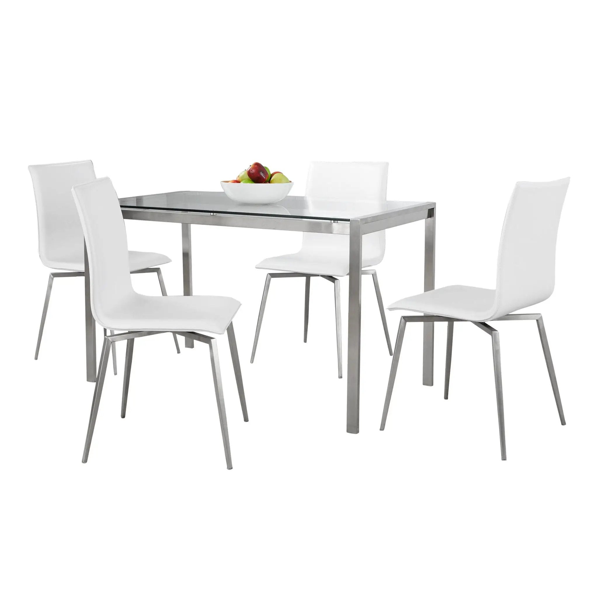 Fuji Mason - Upholstered Swivel Contemporary Dining Set Dining Set, Glass, 5 Piece by HouseOfZazla