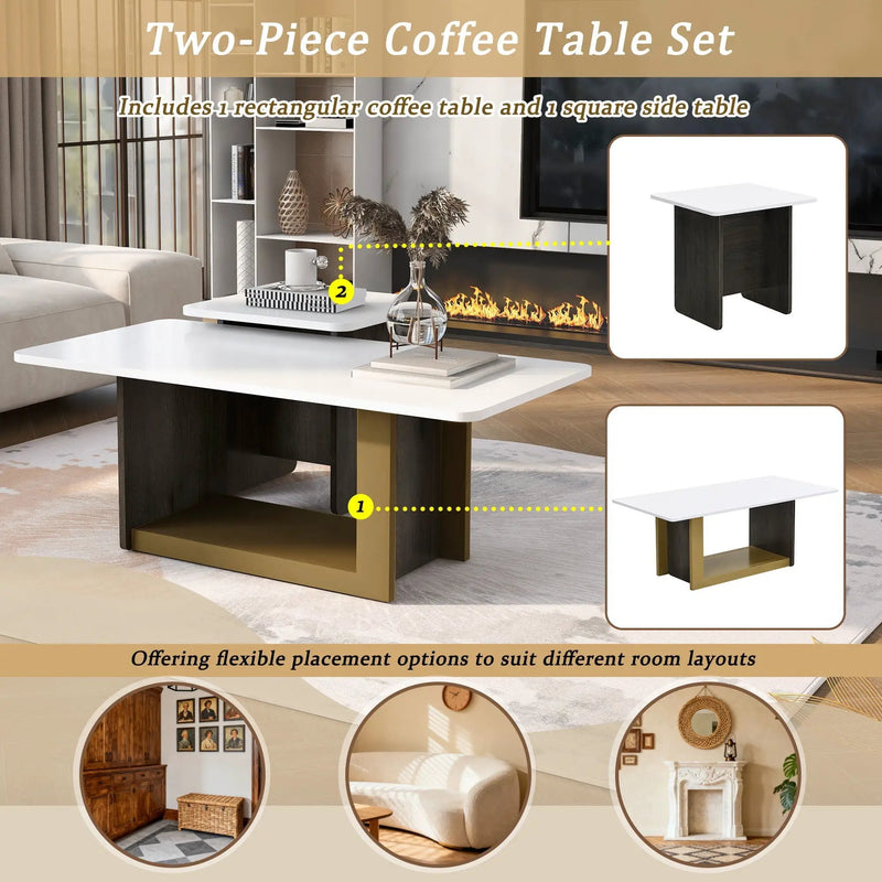 Small Square Coffee Table With End Table (Set of 2) by Unique Piece Furniture