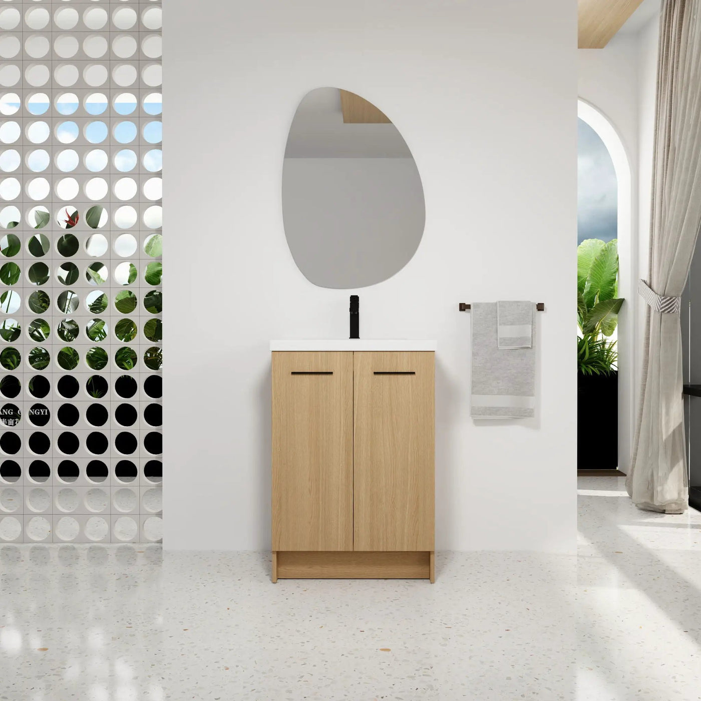 Floating Bathroom Vanity With Sink, Wall Mounted Double Door Storage by Unique Piece Furniture