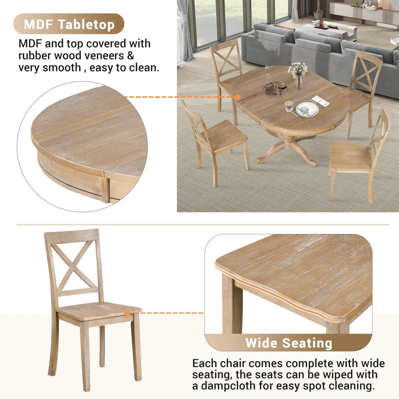 Modern Dining Table Set For 4, Round Table And 4 Kitchen Room Chairs, 5 Piece Kitchen Table Set For Dining Room, Dinette, Breakfast Nook by HouseOfZazla