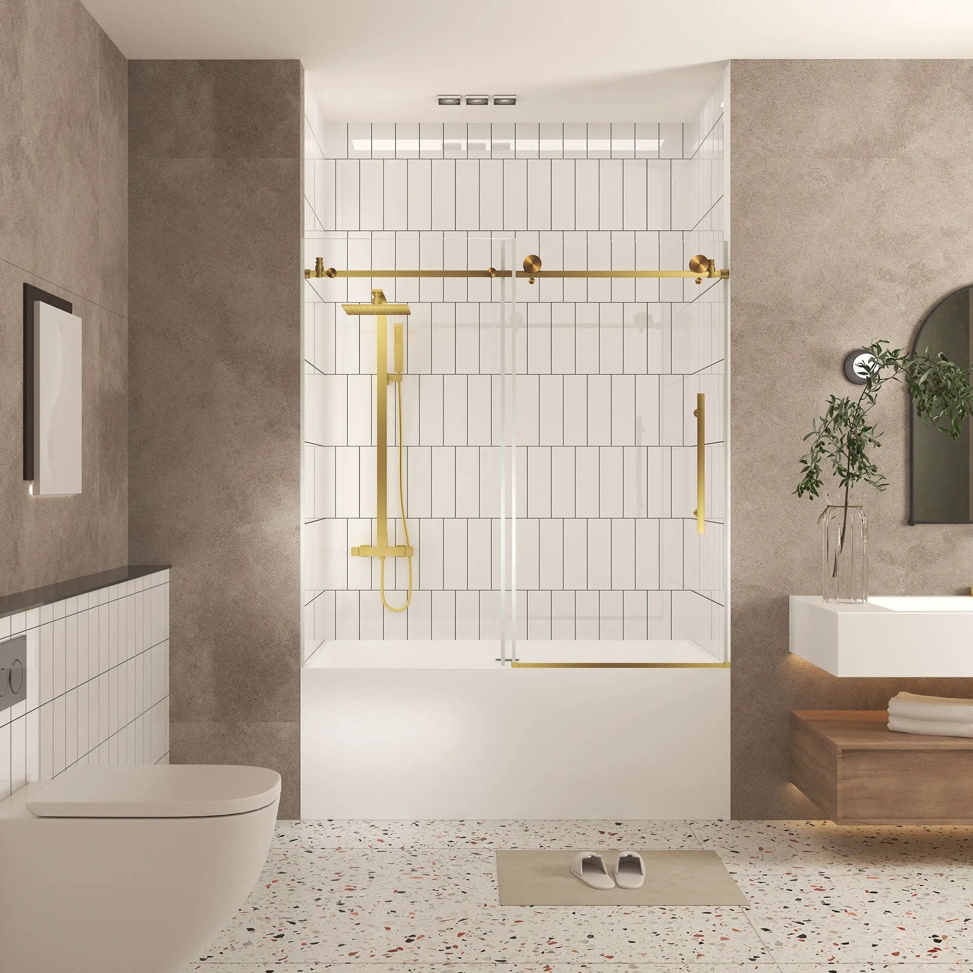 Frameless Shower Door, Smooth Sliding Tracks by HouseOfZazla