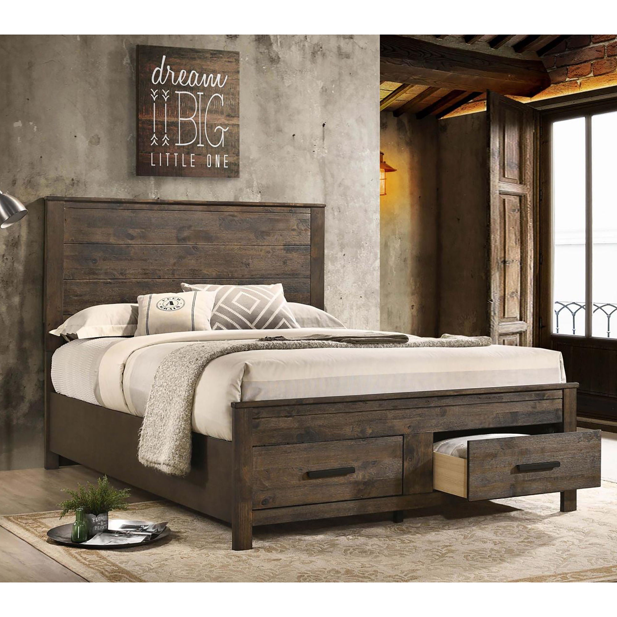 Queen Storage Bed With Platform Design And Drawer Storage - Brown by HouseOfZazla