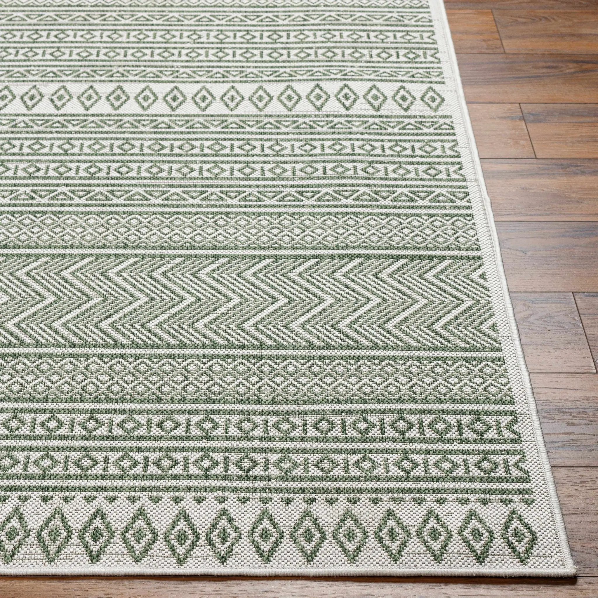 Madras Natural Gray Green All Over Performance Outdoor Area Rug by Boutique Rugs