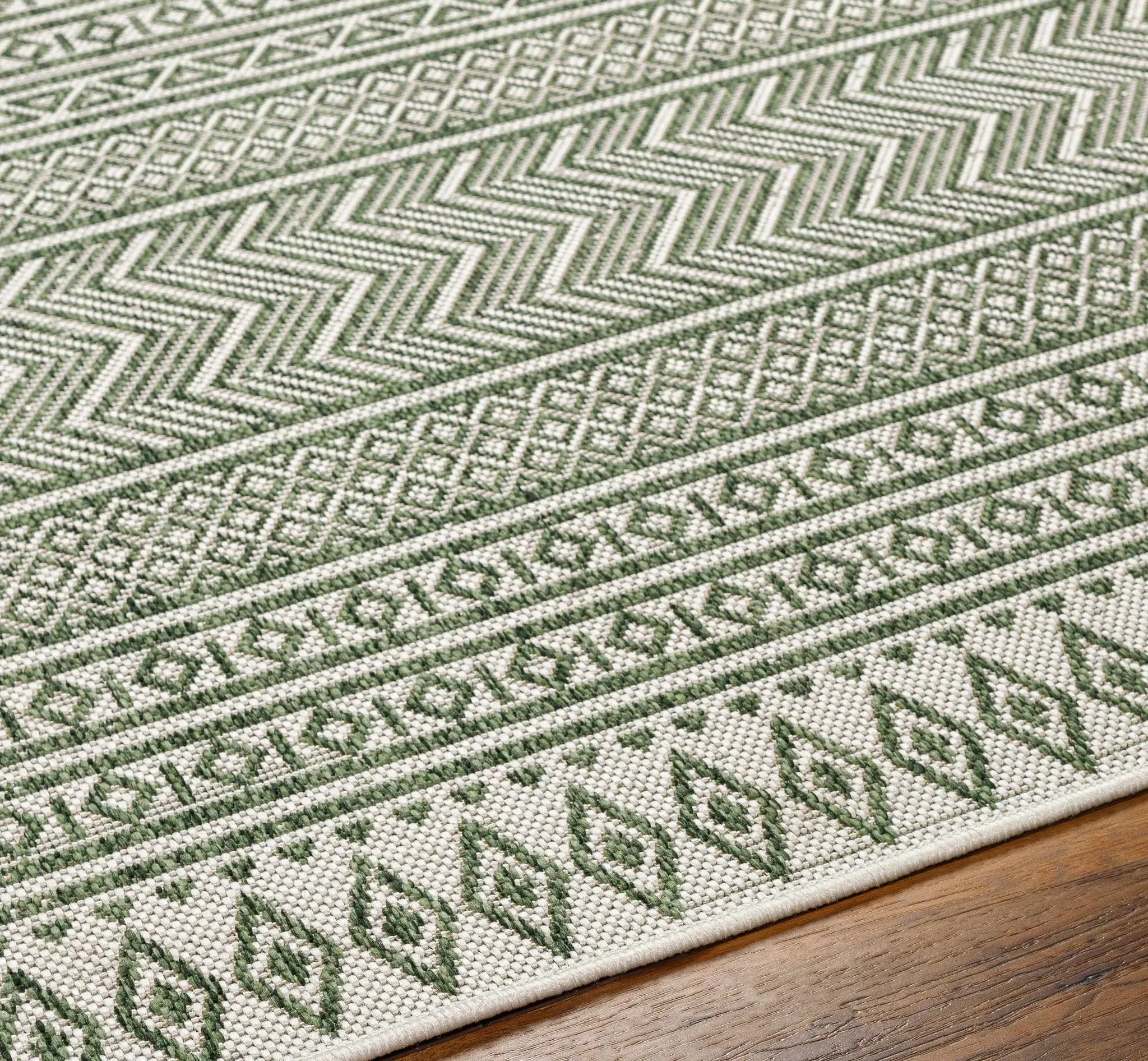 Madras Natural Gray Green All Over Performance Outdoor Area Rug by Boutique Rugs