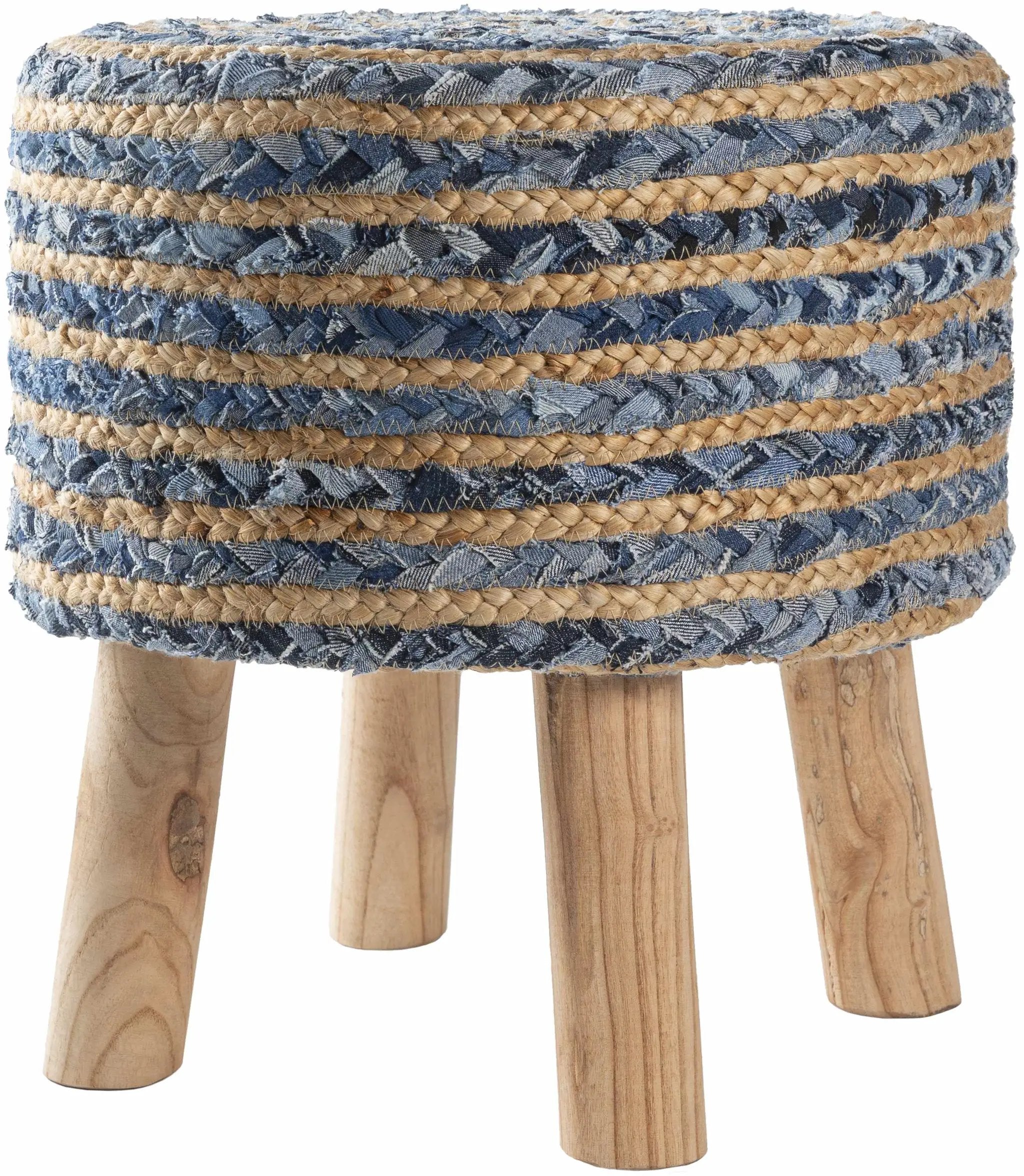 Fermont Hand Crafted Denim Jute Ottoman by Boutique Rugs