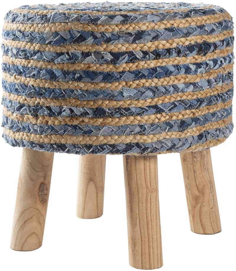 Fermont Hand Crafted Denim Jute Ottoman by Boutique Rugs