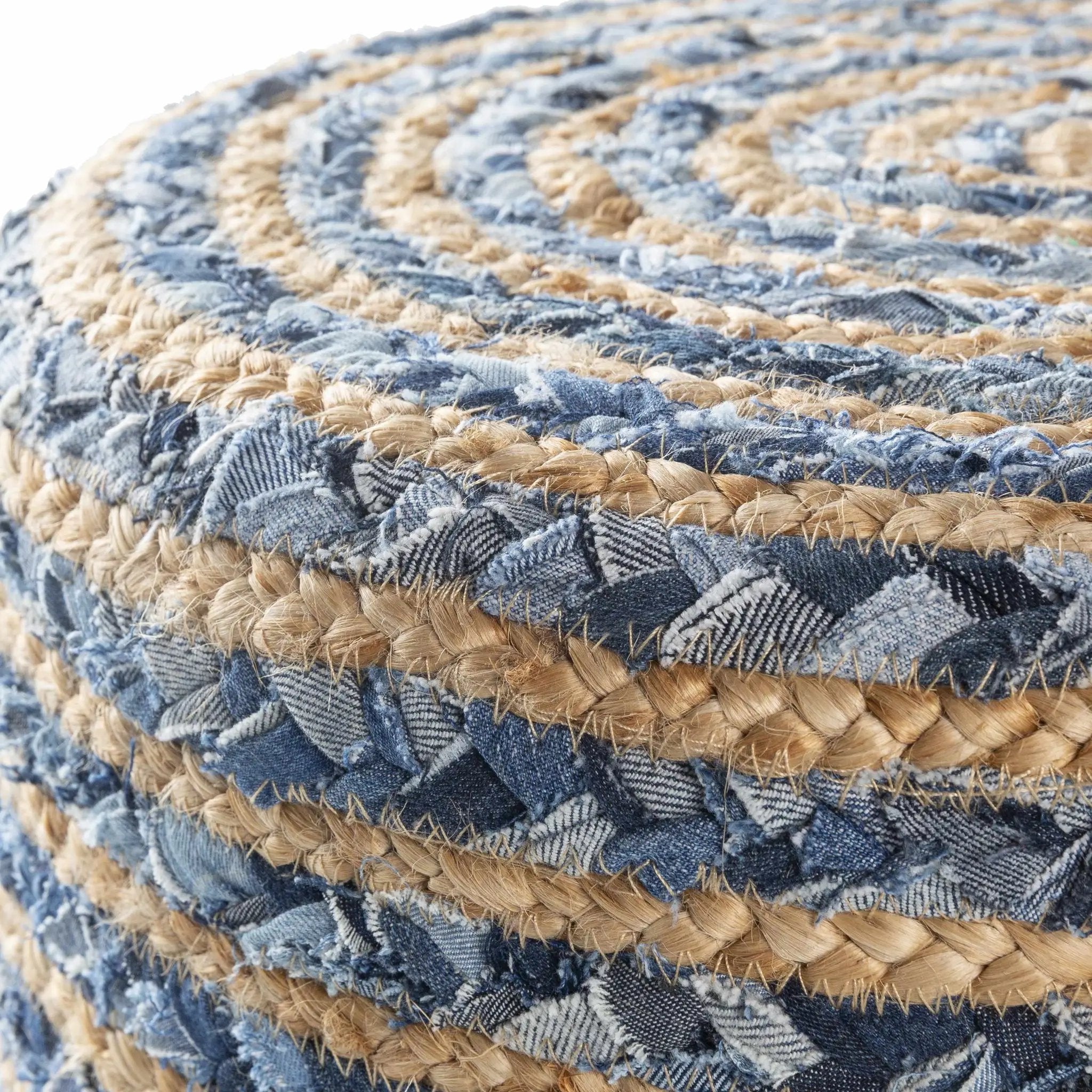 Fermont Hand Crafted Denim Jute Ottoman by Boutique Rugs