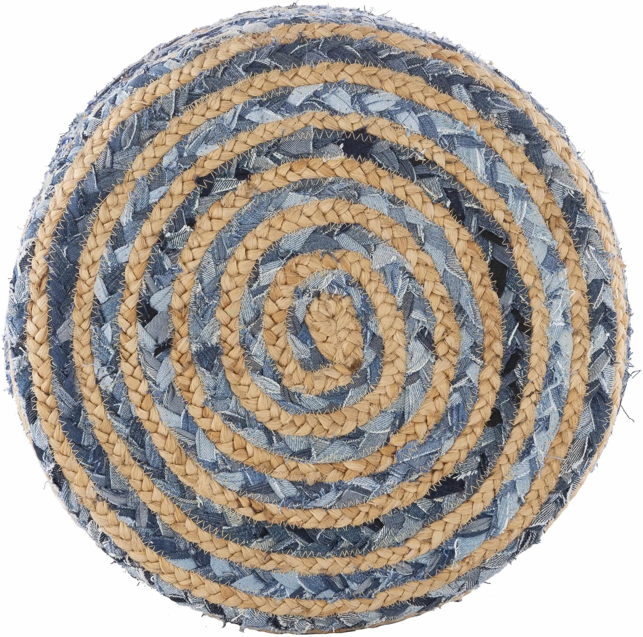 Fermont Hand Crafted Denim Jute Ottoman by Boutique Rugs