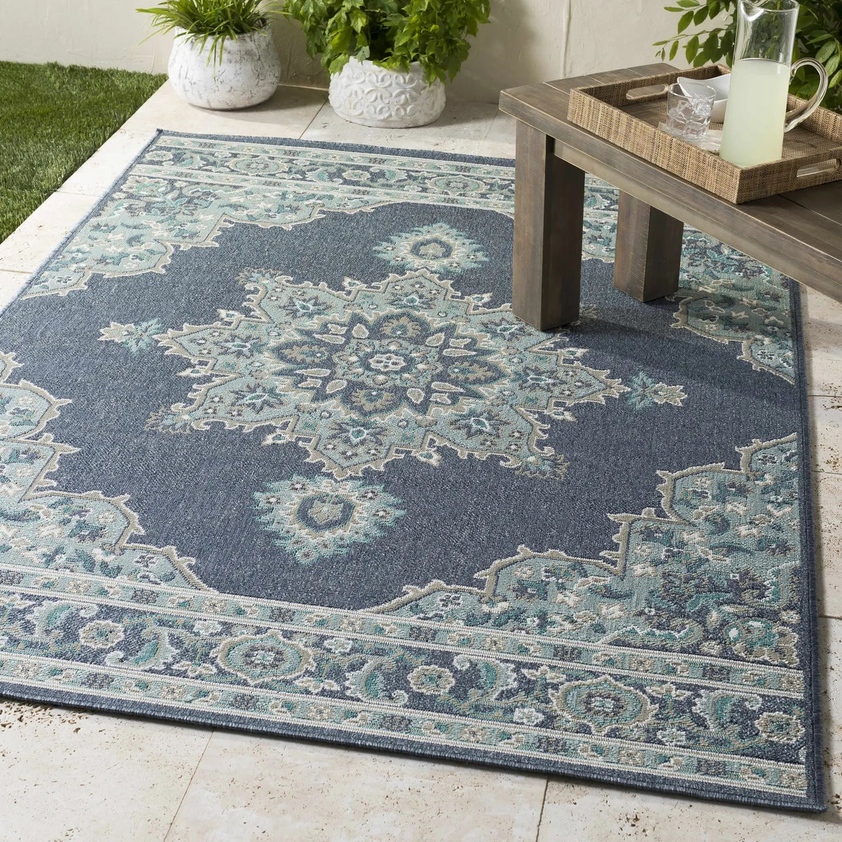 Ferron Outdoor Area Rug - Clearance, installed in a room