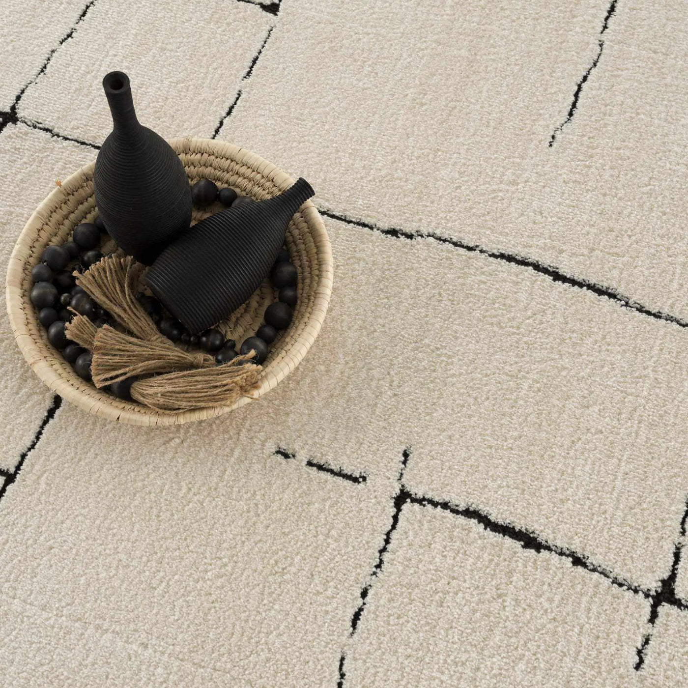 Koume Beige Maze Area Rug by Boutique Rugs