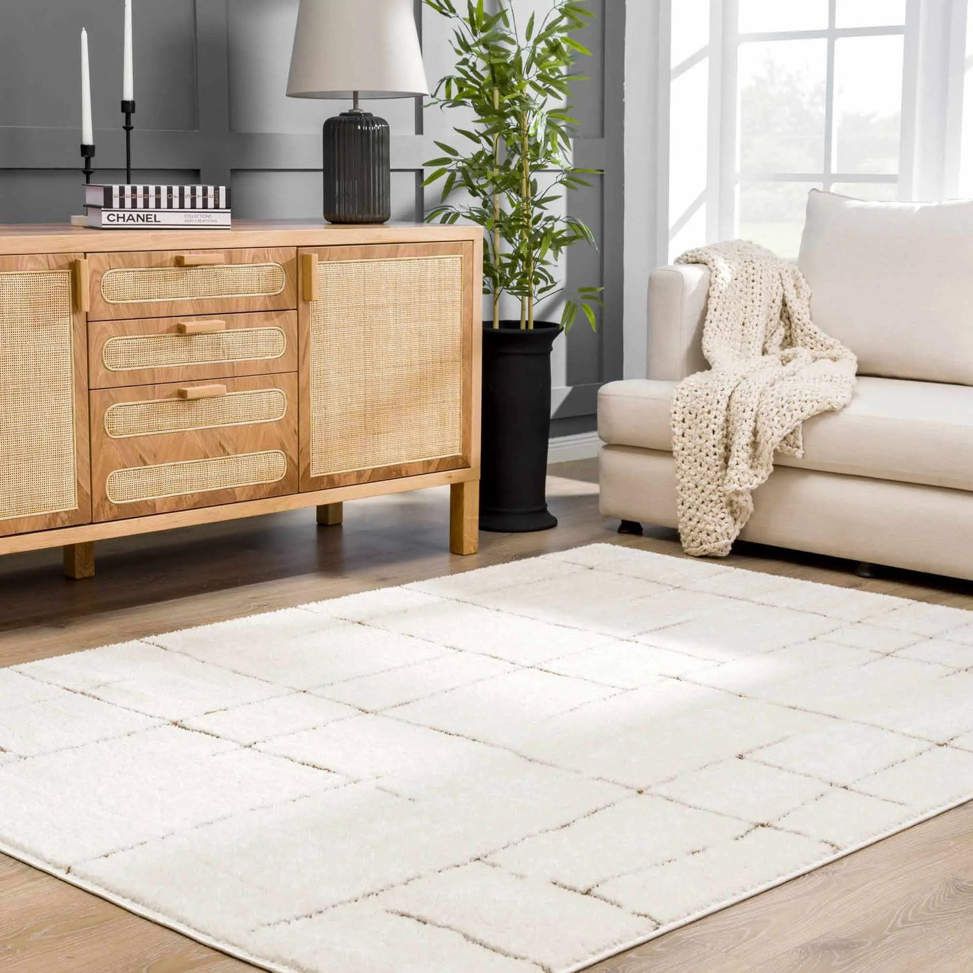 Koume Ivory & Brown Area Rug by Boutique Rugs