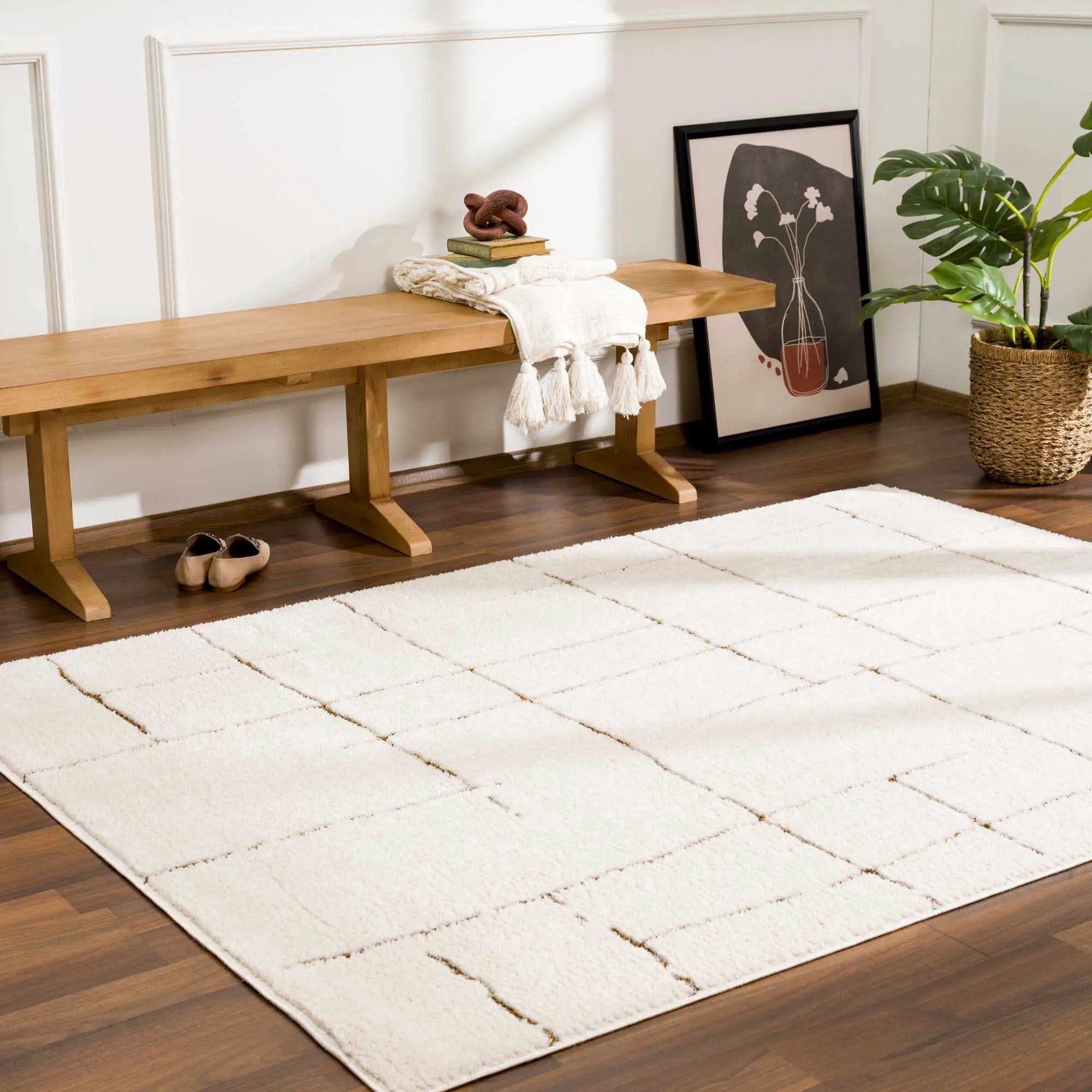 Koume Ivory & Brown Area Rug by Boutique Rugs