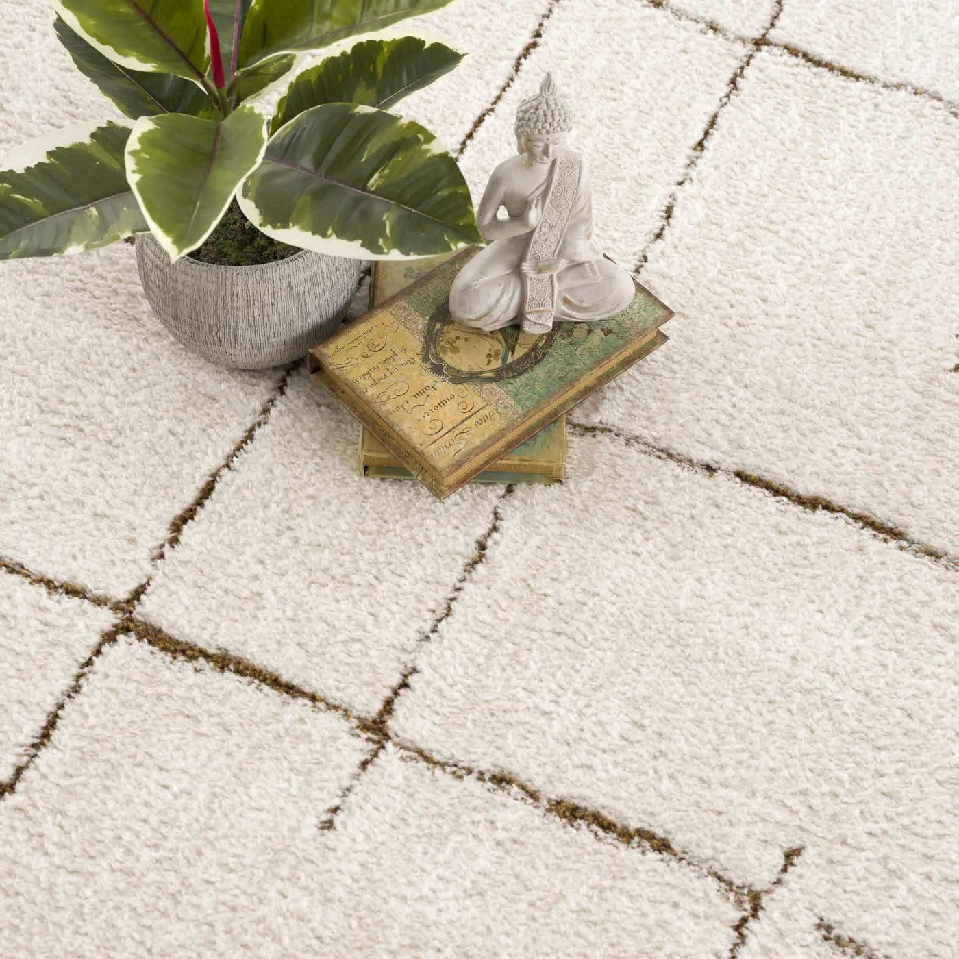 Koume Ivory & Brown Area Rug by Boutique Rugs
