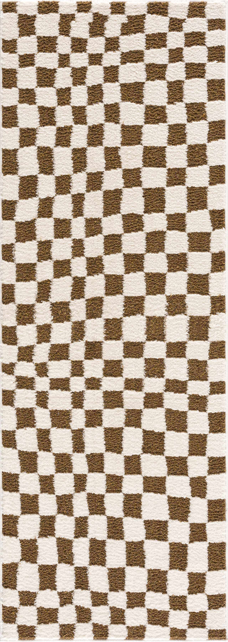 Lajos Brown Checkered Shag Rug - Clearance by Boutique Rugs