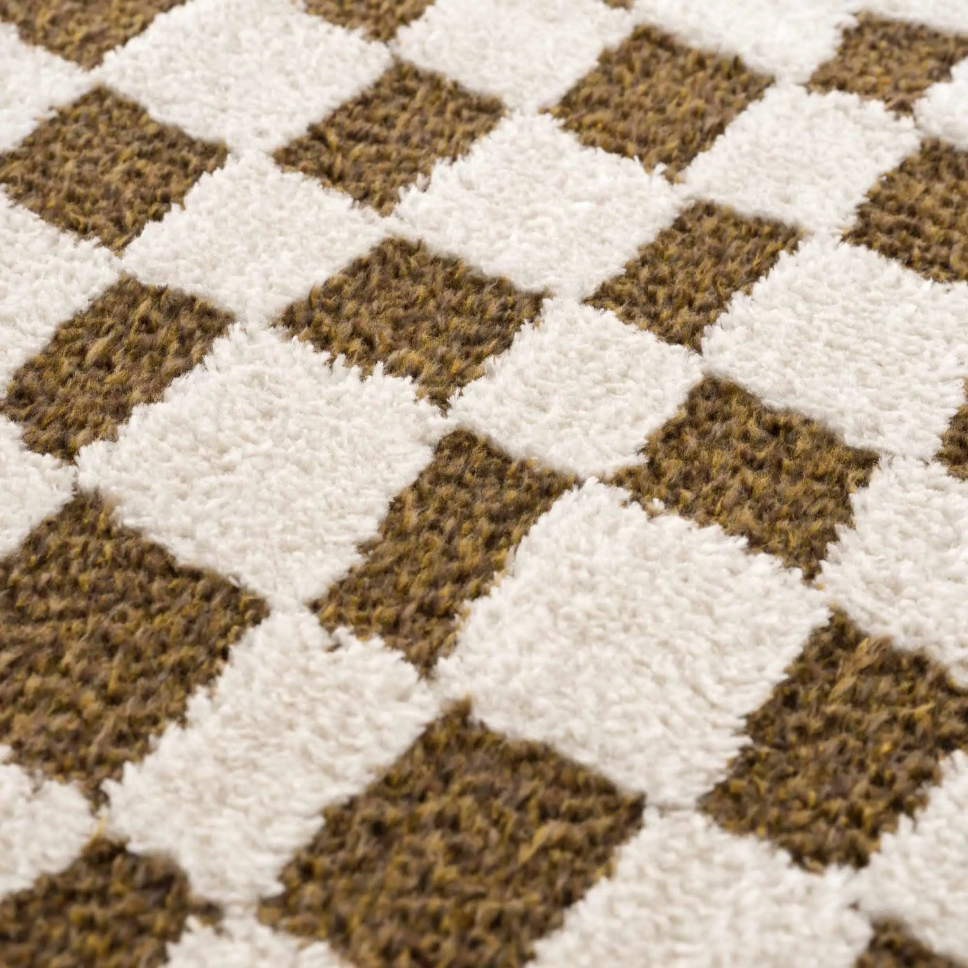 Lajos Brown Checkered Shag Rug - Clearance by Boutique Rugs