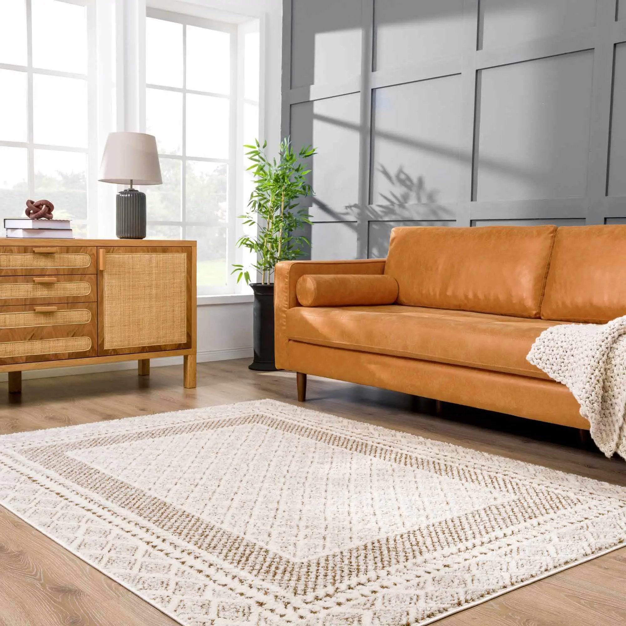 Julio Scandi Boho Area Rug - Brown by Boutique Rugs