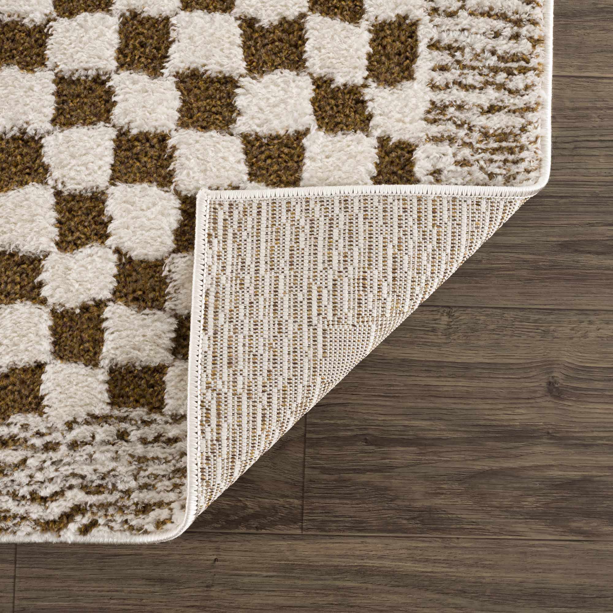 Leryn Brown Checkered Plush Rug by Boutique Rugs