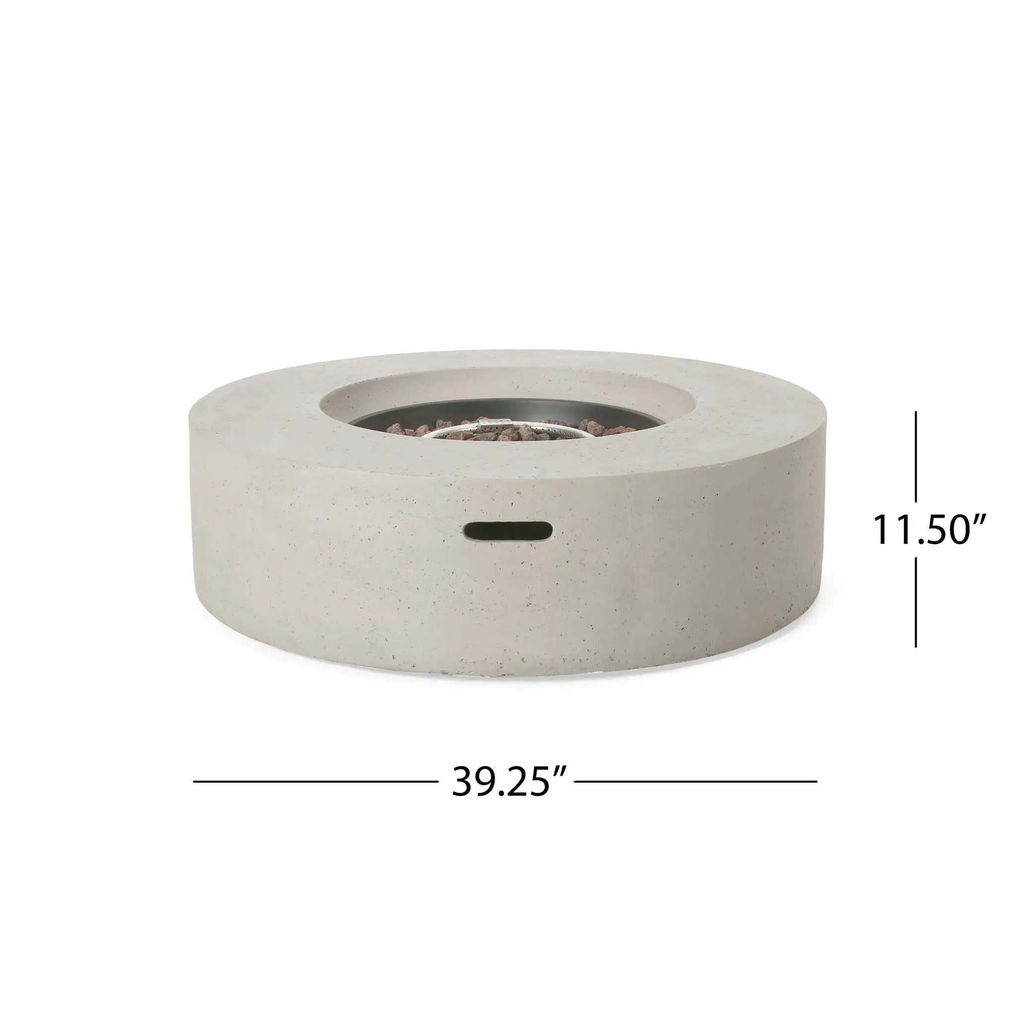 Modern Lightweight Concrete Outdoor Circular Fire Pit 50,000 BTU by HouseOfZazla