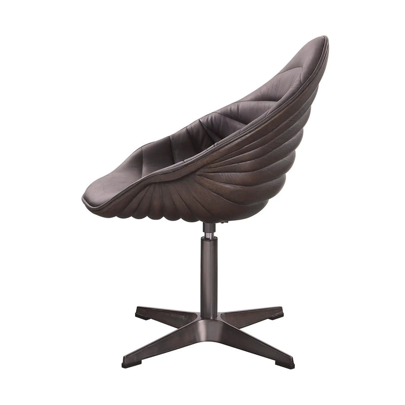 Pipino - Top Grain Leather Accent Chair With Swivel - Antique Ebony by Unique Piece Furniture