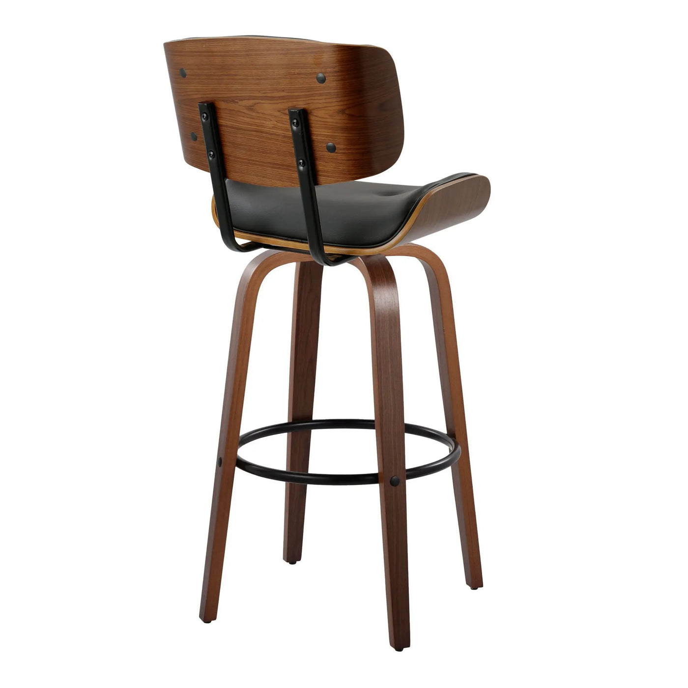 Lombardi - Mid-Century Modern Fixed Height Barstool With Swivel With Round Footrest (Set of 2) by HouseOfZazla