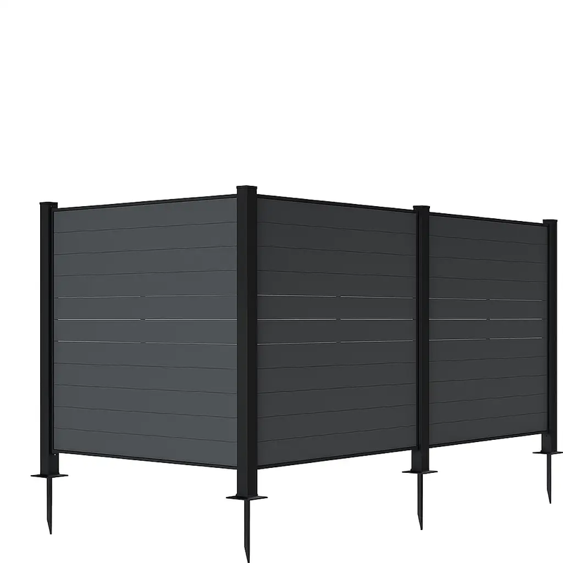 Outdoor Privacy Screens, 50" W x 50" H Air Conditioner Fence, Trash Can Enclosure (3 Panels, Black) by HouseOfZazla
