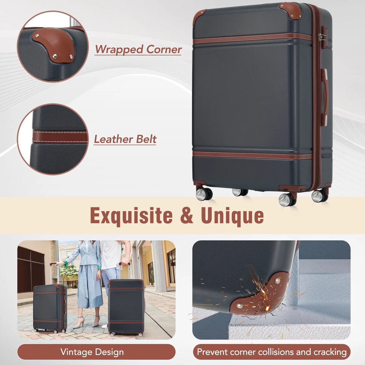 Hardshell Luggage Sets 4 Pieces 20" / 24" / 28" Luggages And Cosmetic Case Spinner Suitcase With Tsa Lock Lightweight by HouseOfZazla