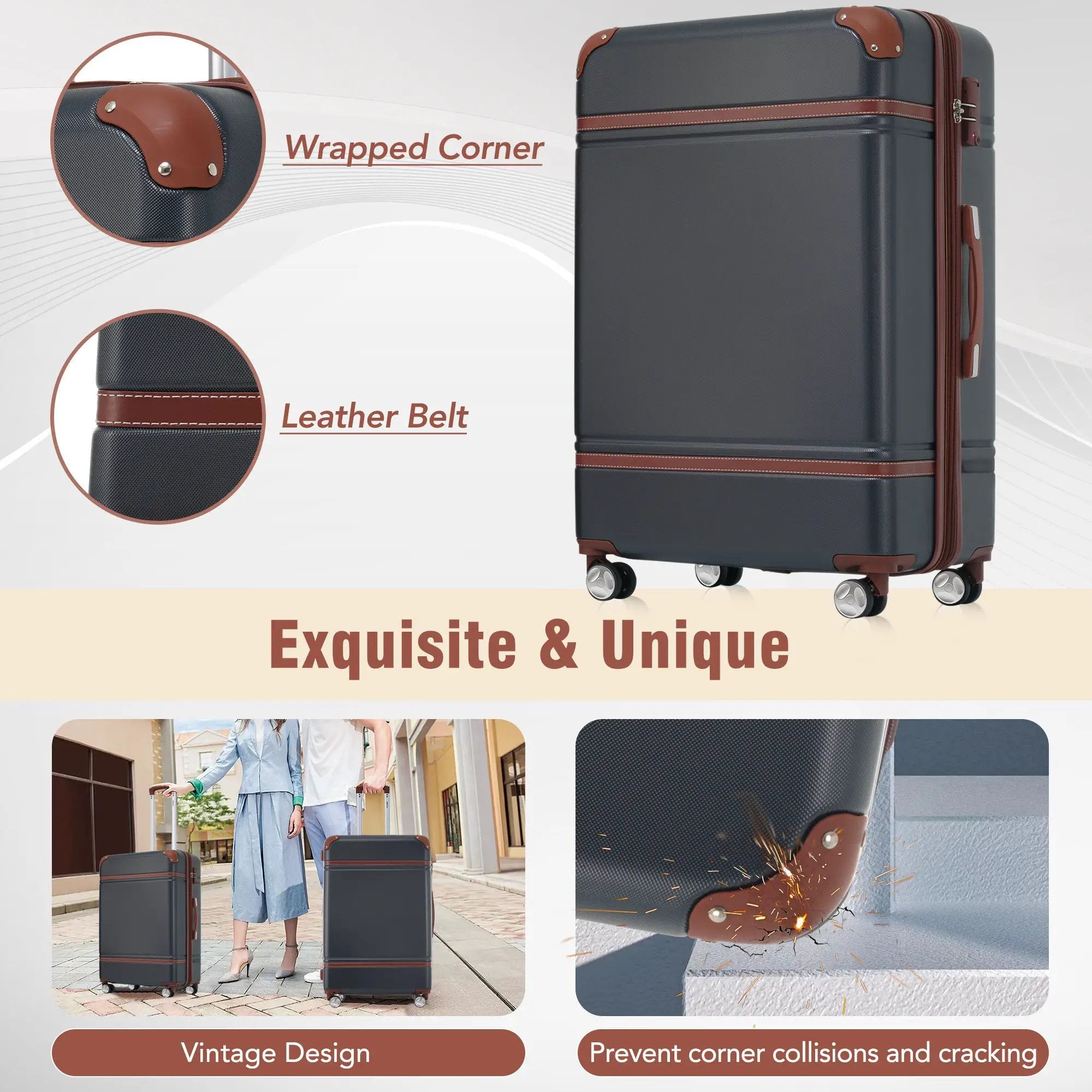 Hardshell Luggage Sets 4 Pieces 20" / 24" / 28" Luggages And Cosmetic Case Spinner Suitcase With Tsa Lock Lightweight by HouseOfZazla