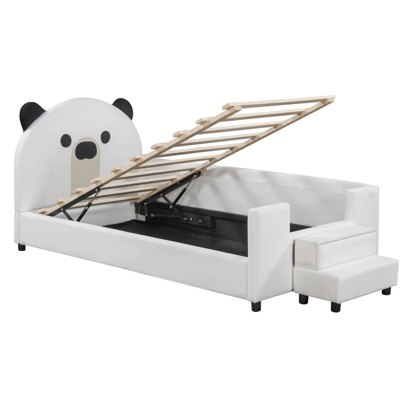 Upholstered Daybed With Bear Shaped Headboard, Hydraulic System And Breathable Fence by Unique Piece Furniture