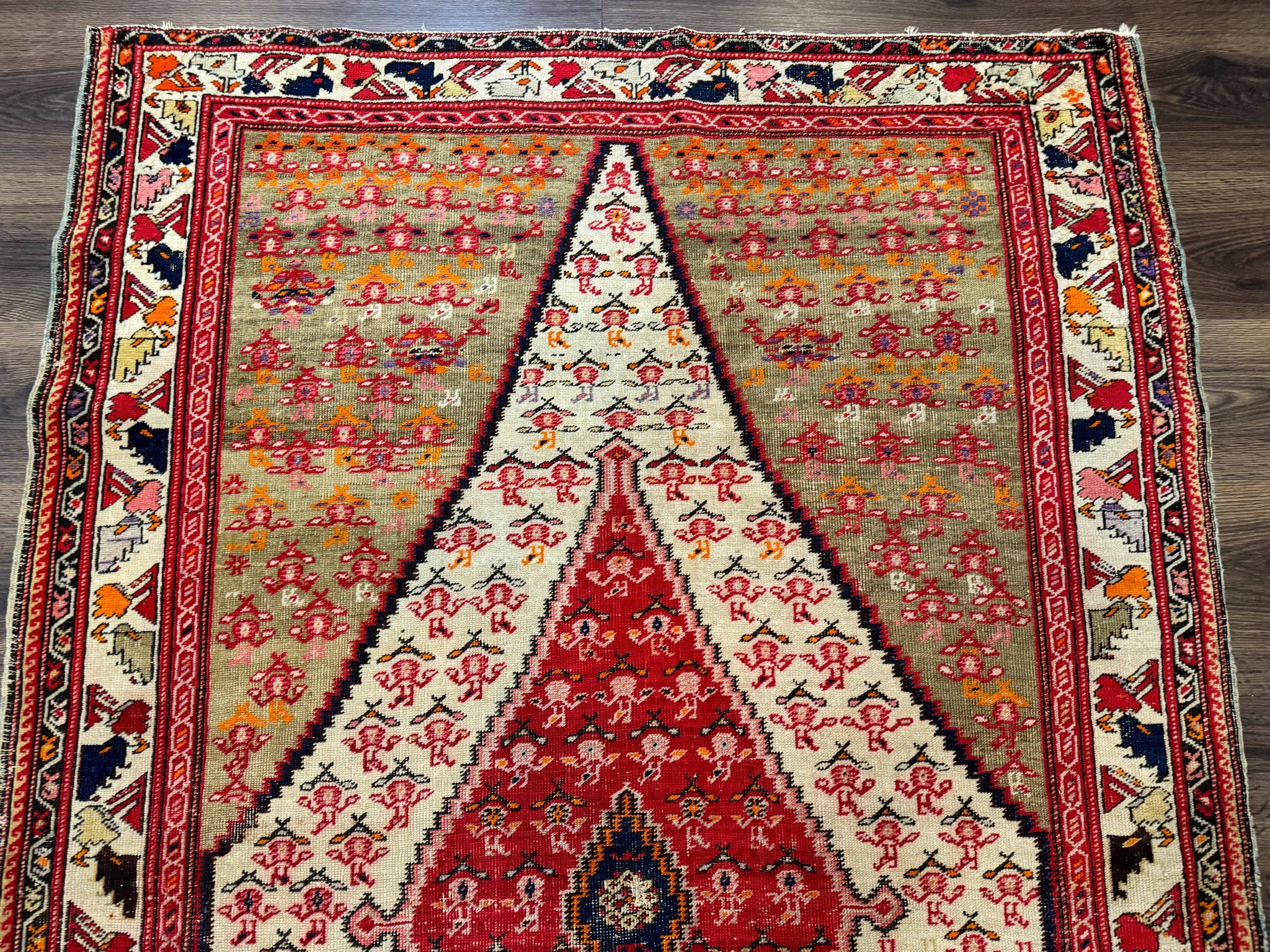 Antique Persian Malayer Rug 4x7, Tribal Senneh Carpet, Geometric, Diamond Design by Jewel Rugs