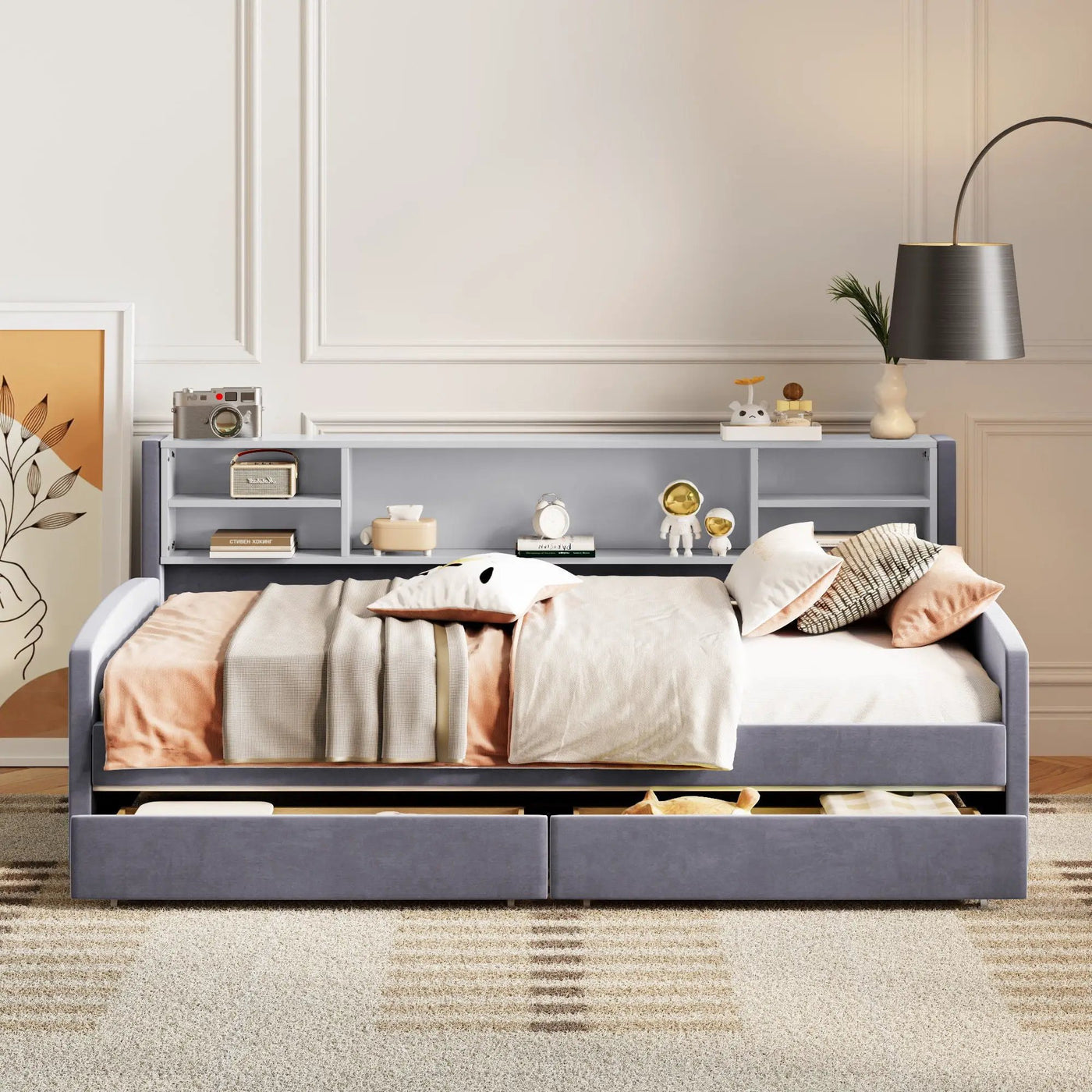 Luxurious Upholstered Platform Bed With Storage Drawers by Unique Piece Furniture
