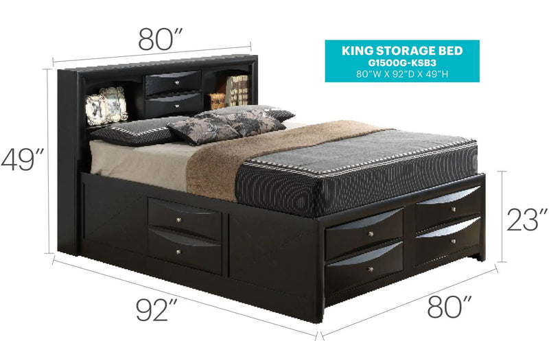 Modern Design Storage Bed With Bookcase Headboard by HouseOfZazla