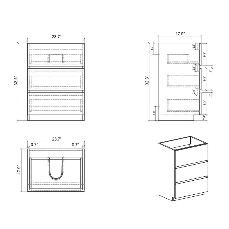Alice - Bathroom Vanity With Large Storage Freestanding Bathroom Vanity, Sink For Modern Bathroom, One-Piece Sink Basin Without Drain And Faucet by Unique Piece Furniture