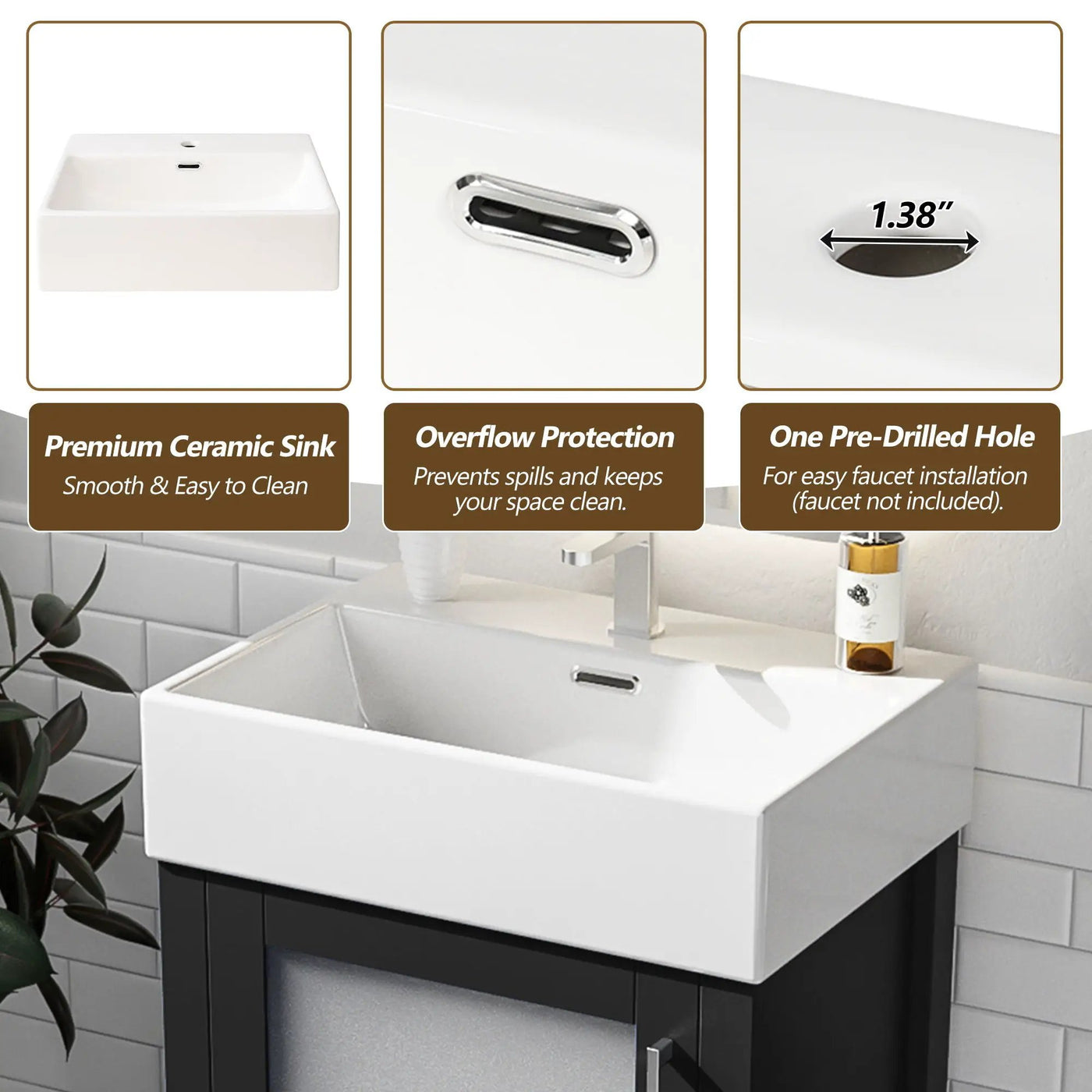 Bathroom Vanity With Ceramic Sink And Ample Storage, Ideal For Small Bathrooms by Unique Piece Furniture