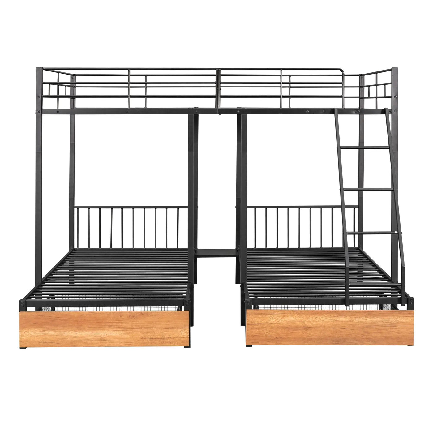 Triple Bunk Bed With Drawers And Guardrails by Unique Piece Furniture