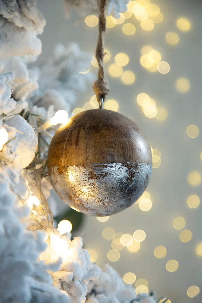 Christmas Ball Ornaments, Wood Decorative Hanging Ball Christmas Tree Ornaments For Holiday Party Decorations by HouseOfZazla