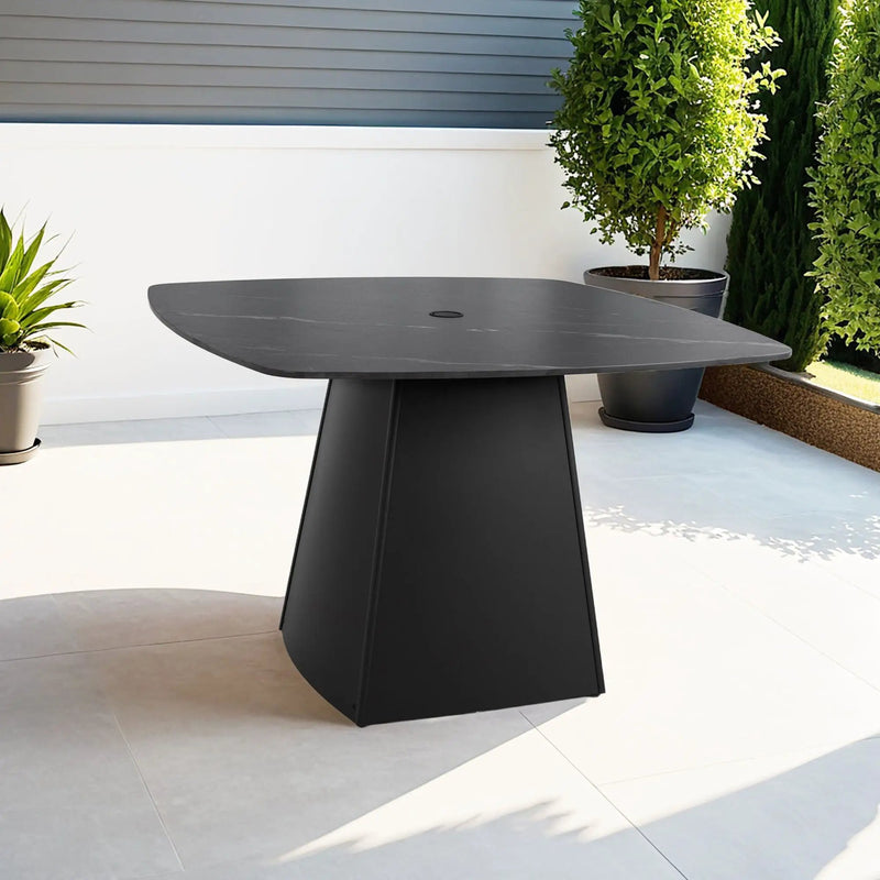 Rounded Square Outdoor Pedestal Dining Table by HouseOfZazla
