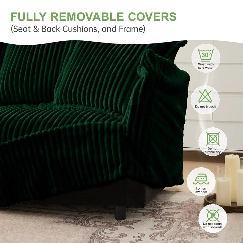 Living Room Sofa Slipcovered Sofa with 3 Ottomans by HouseOfZazla