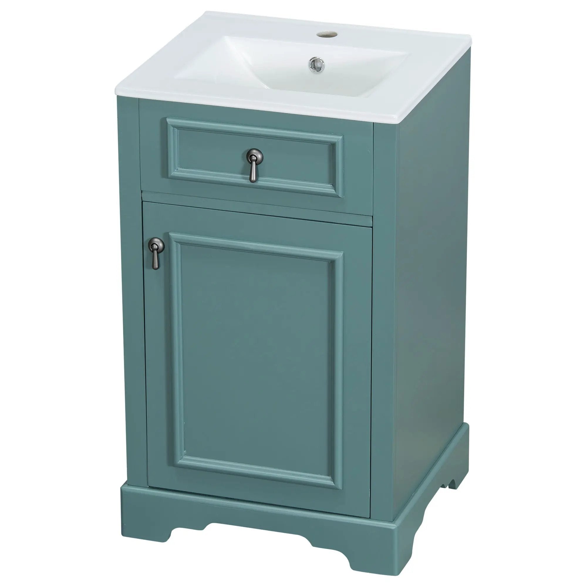 Elegant Bathroom Vanity With Ceramic Sink, Soft Close Door, Adjustable Shelf by HouseOfZazla