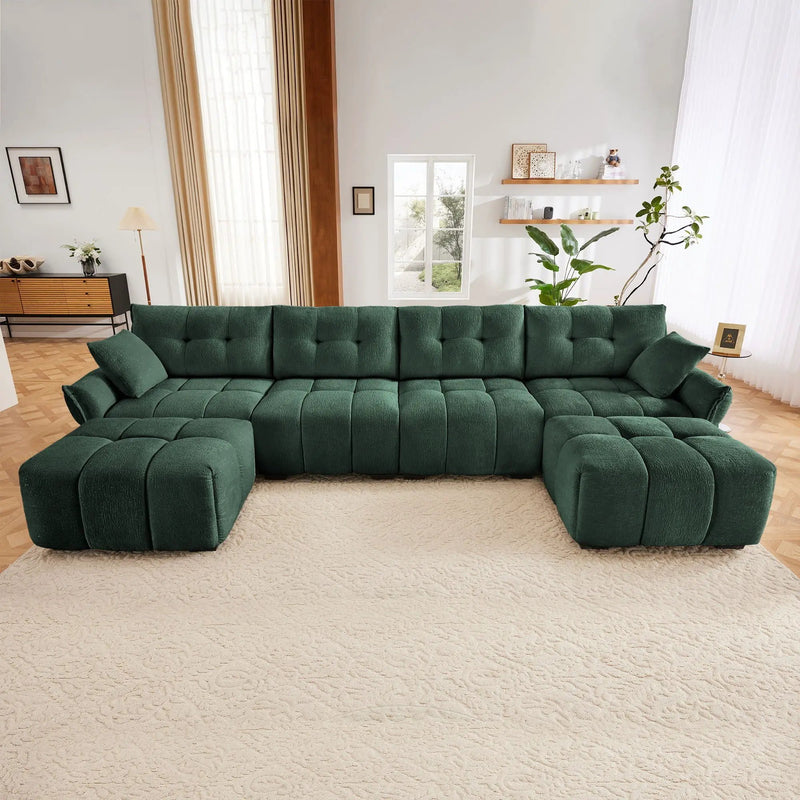 Sofa Set With Ottoman And Pillows, Textured, High Resilience Cushions by Unique Piece Furniture